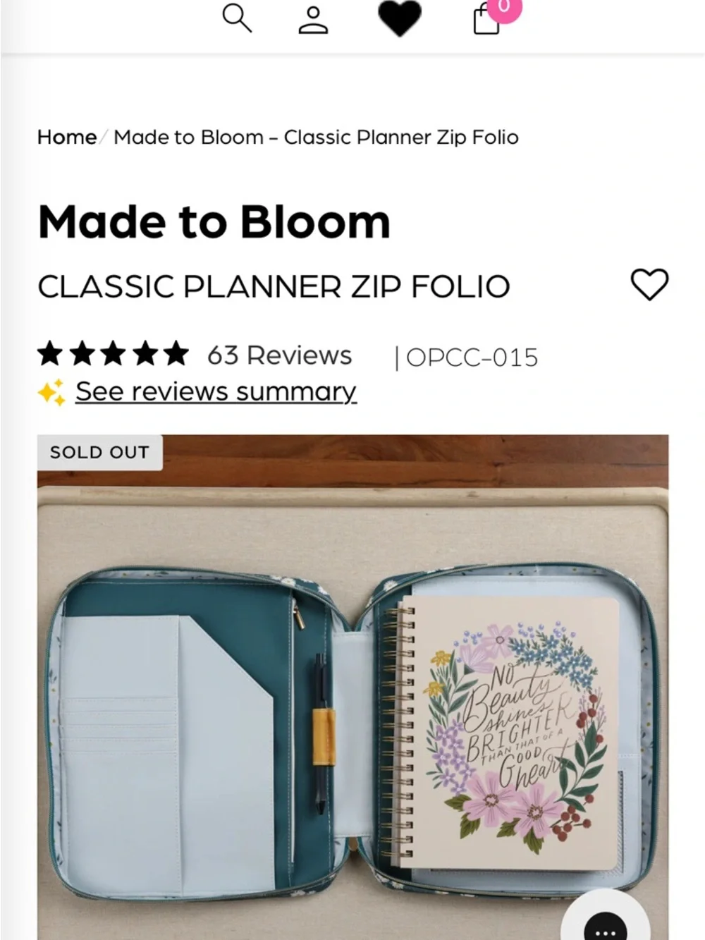 Made to Bloom Classic Planner Zip Folio - The Happy Planner 🌼🌼🌼 - Picture 9 of 10